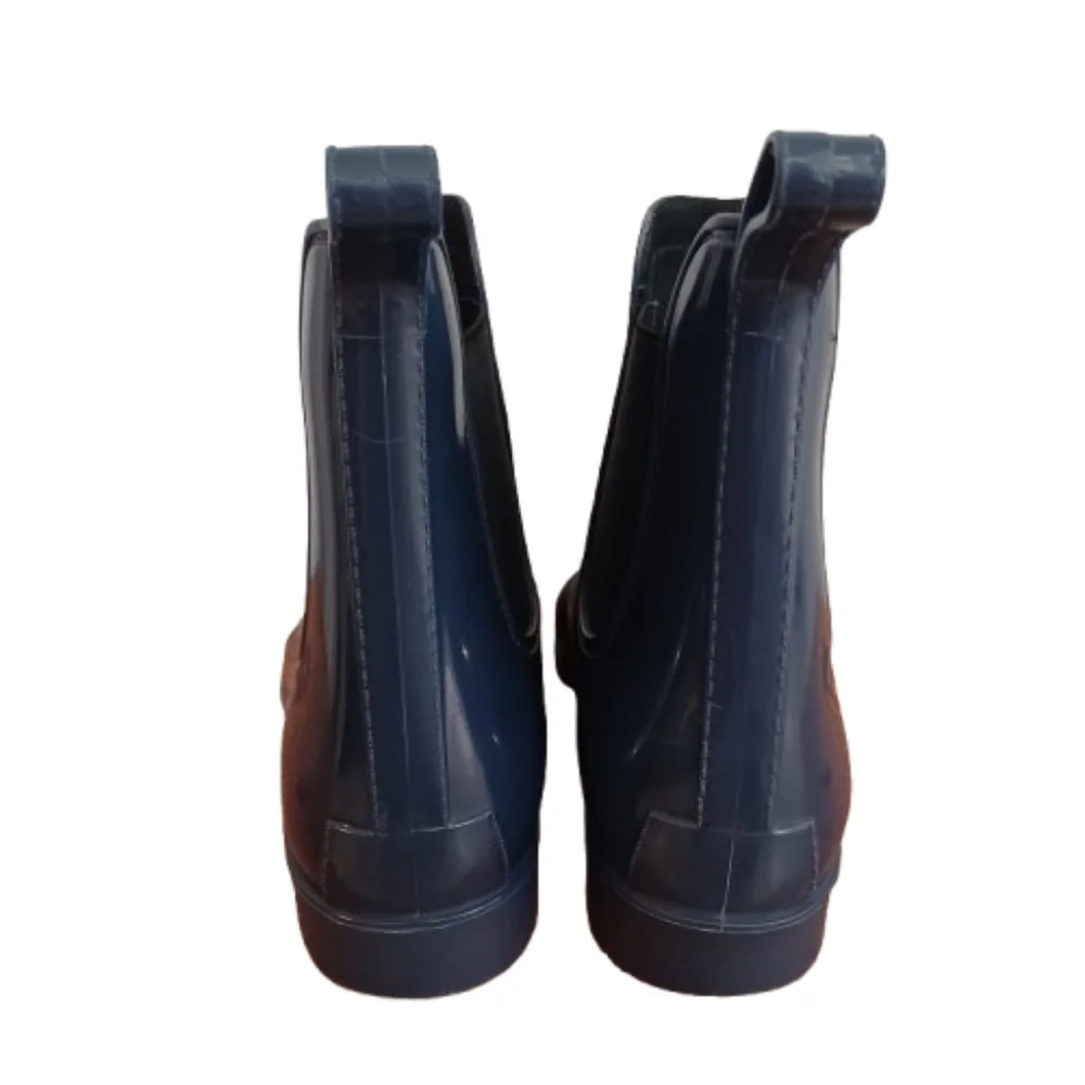 J. Crew Women's Blue Pull On Chelsea Rubber Ankle Rain Boots Size 9
